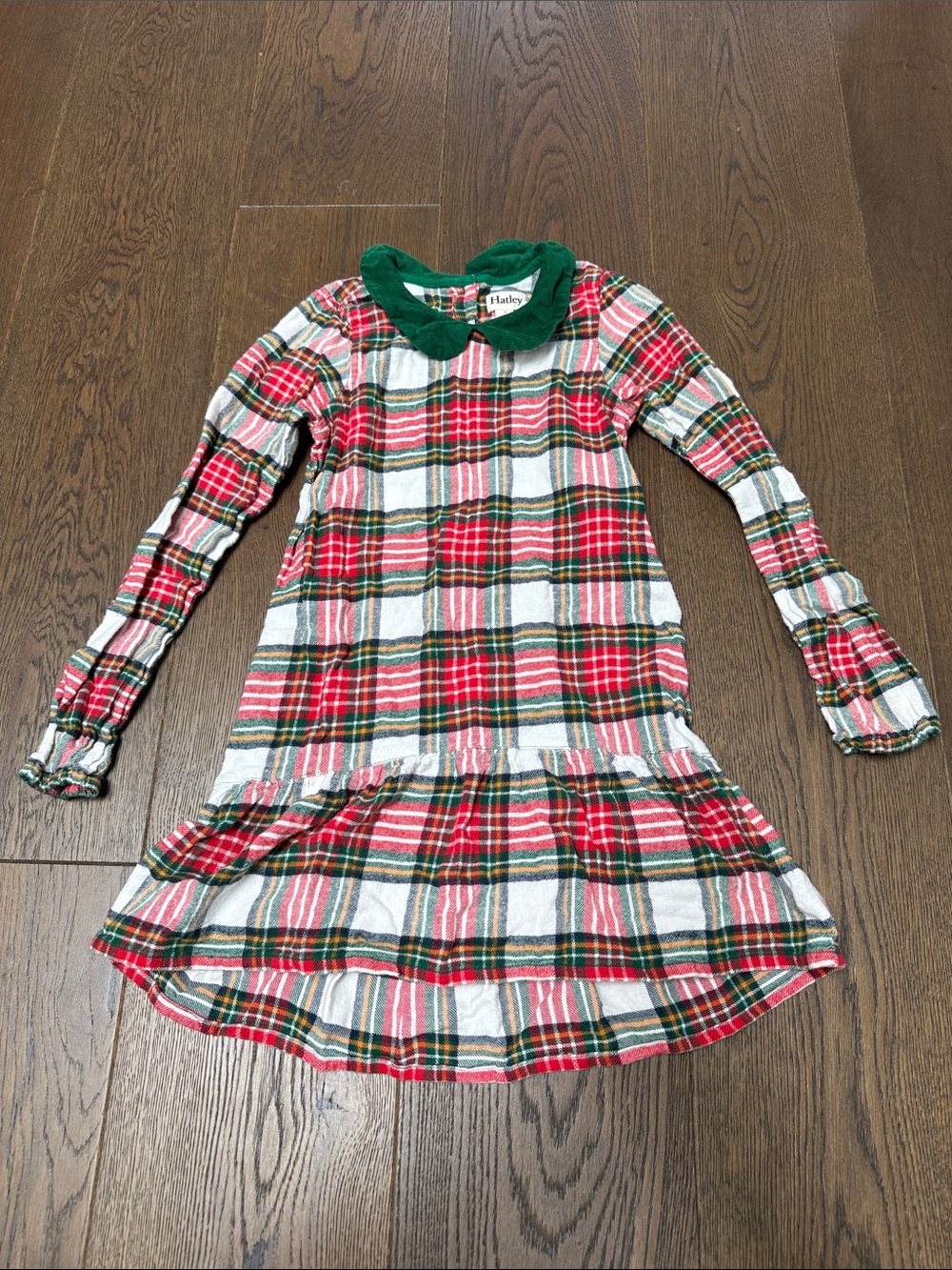 Hatley Red Plaid Dress with Green Peter Pan Collar